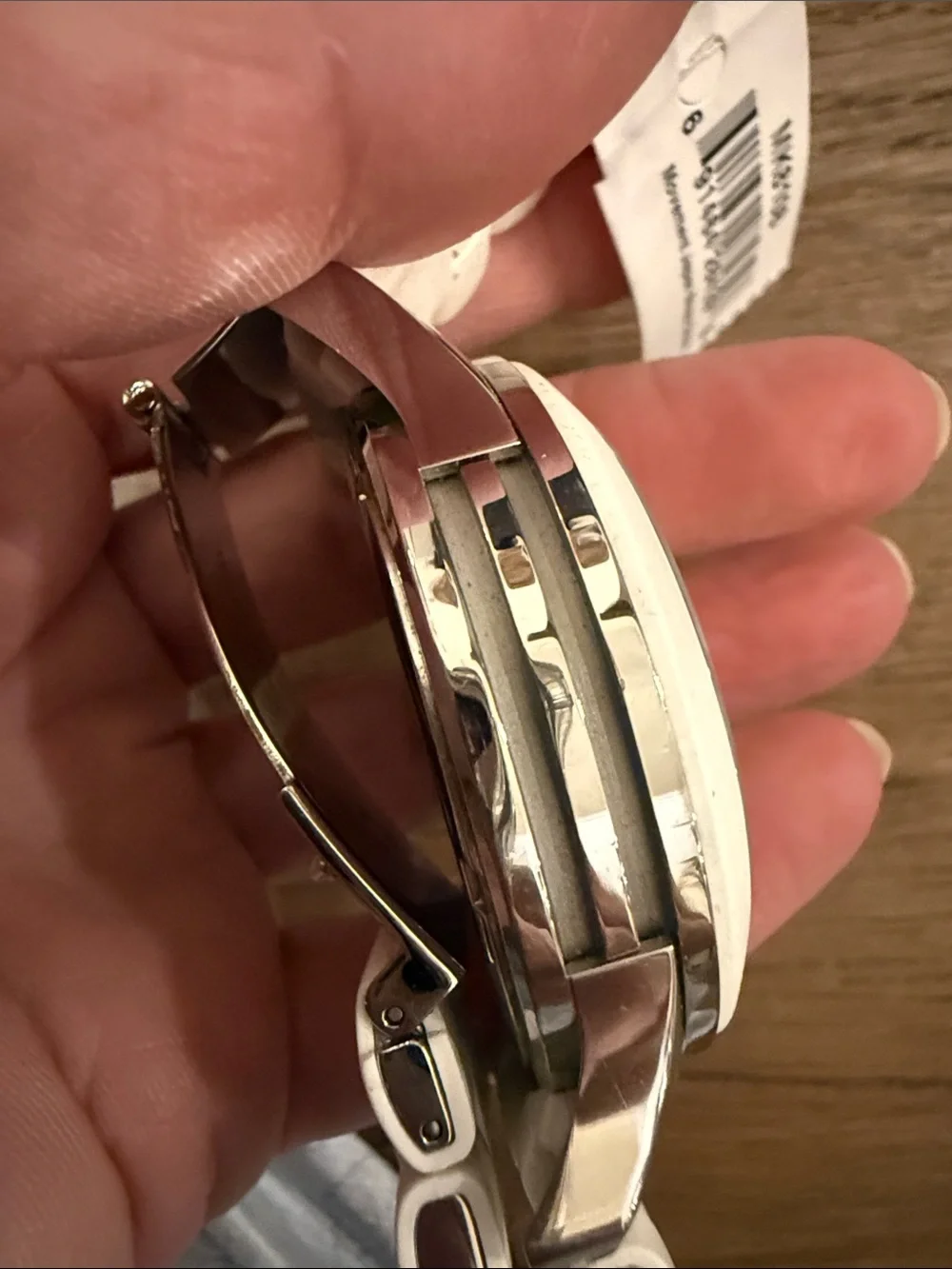 Michael Kors White Ceramic Men's Chronograph Watch with Silver Dial Working